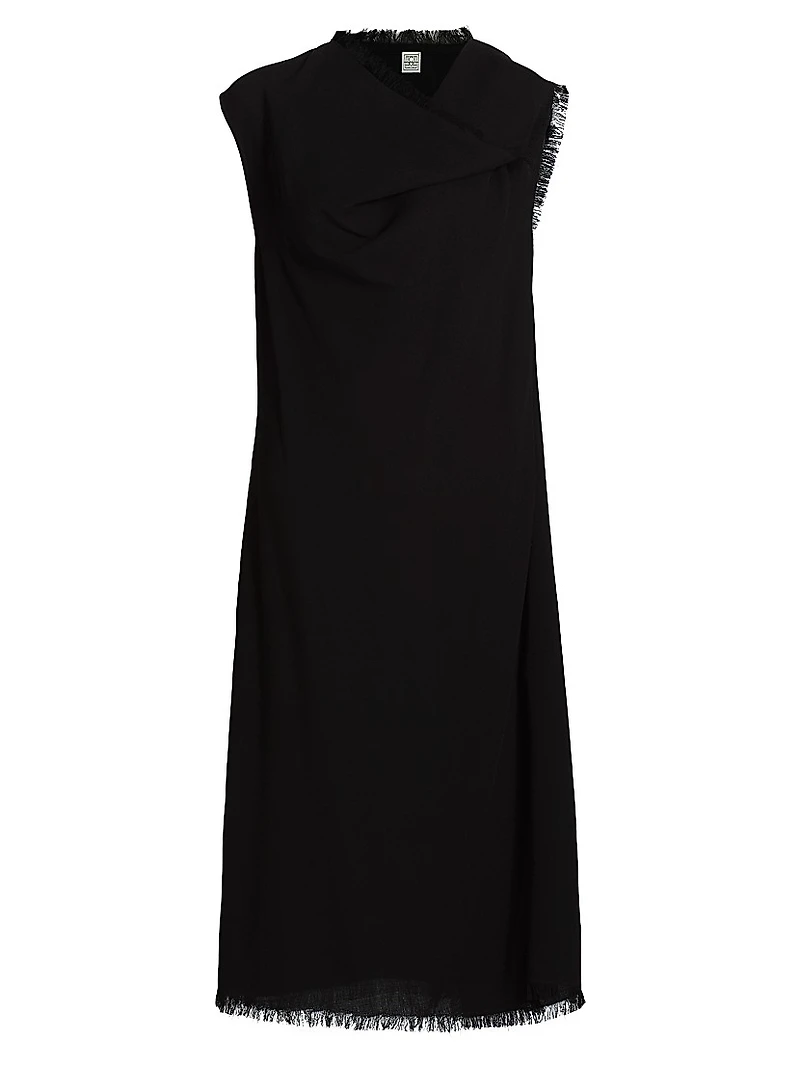 Frayed Scarf Midi-Dress