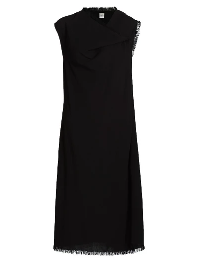 Frayed Scarf Midi-Dress