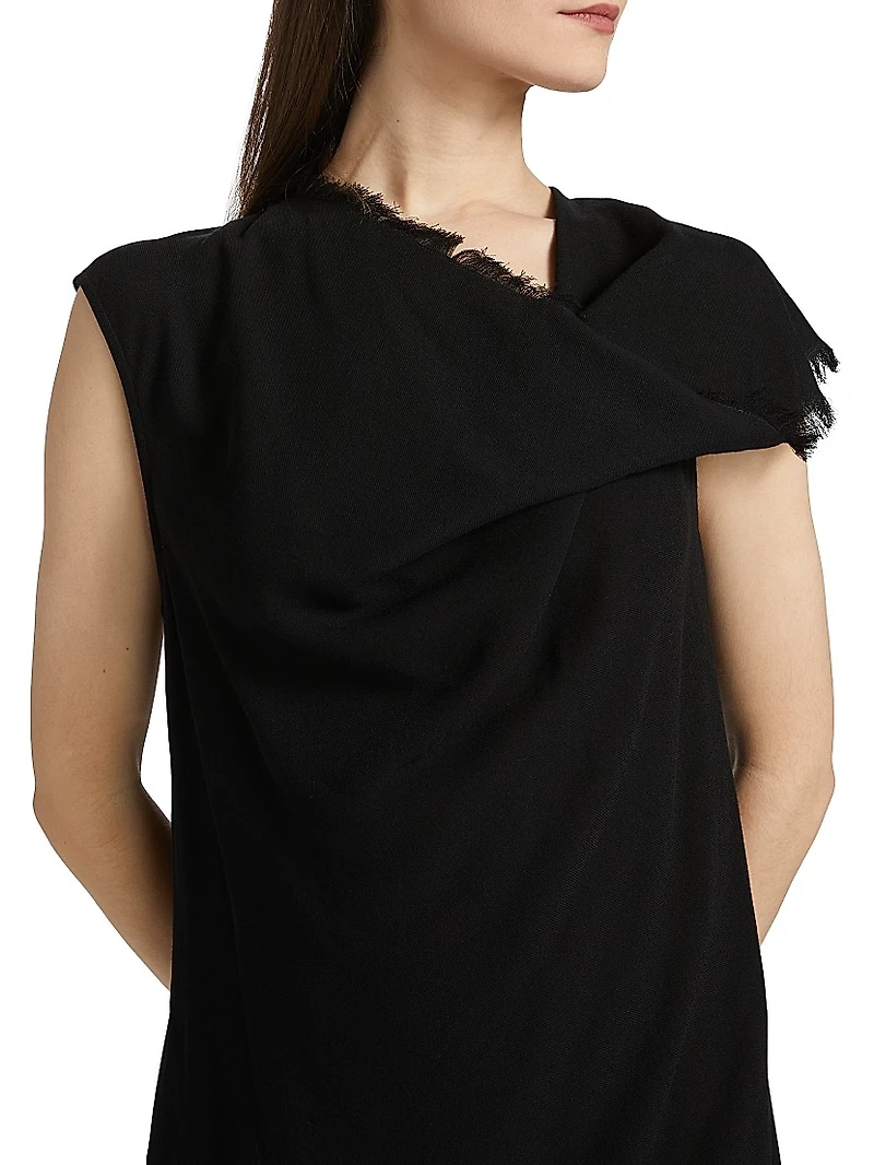 Frayed Scarf Midi-Dress