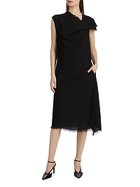 Frayed Scarf Midi-Dress