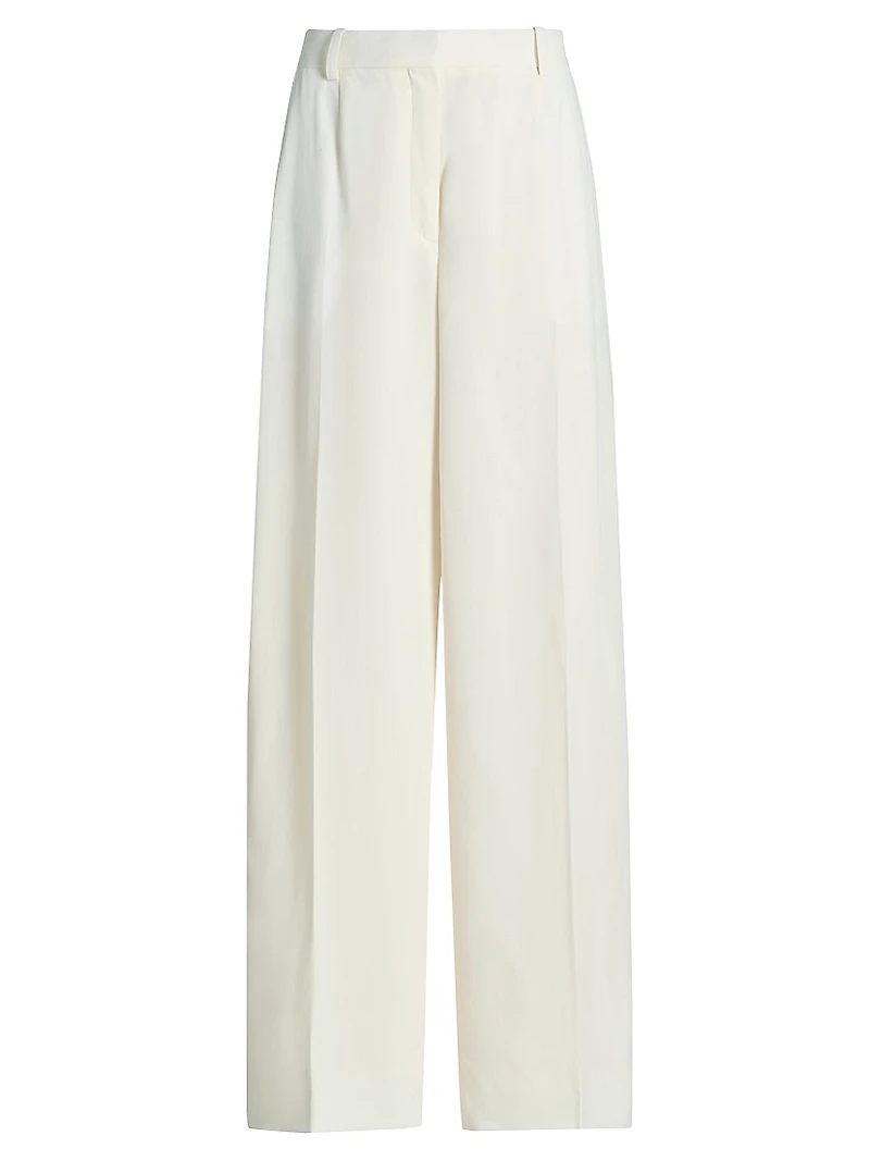 Fluid Wool-Blend Wide Trousers