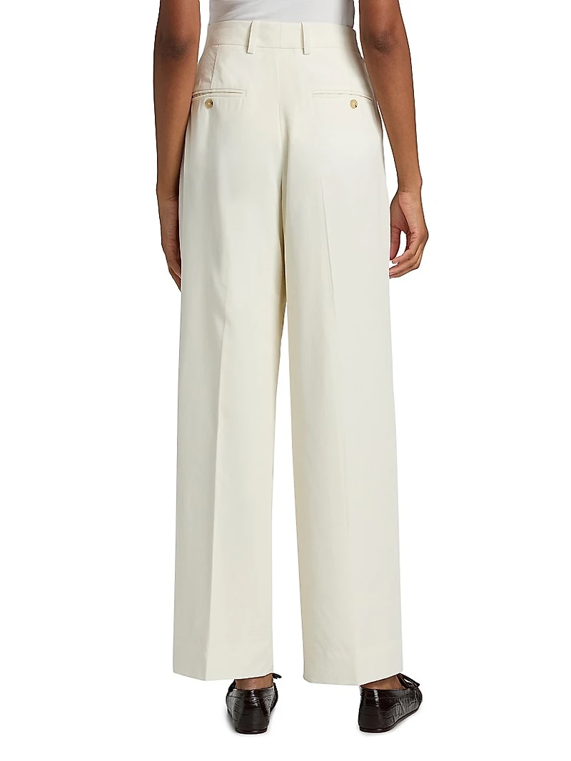 Fluid Wool-Blend Wide Trousers