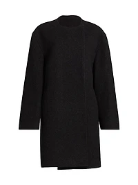 Collarless Wool-Blend Felt Coat