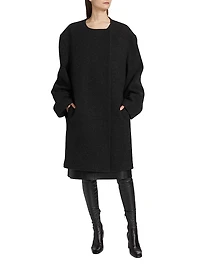 Collarless Wool-Blend Felt Coat