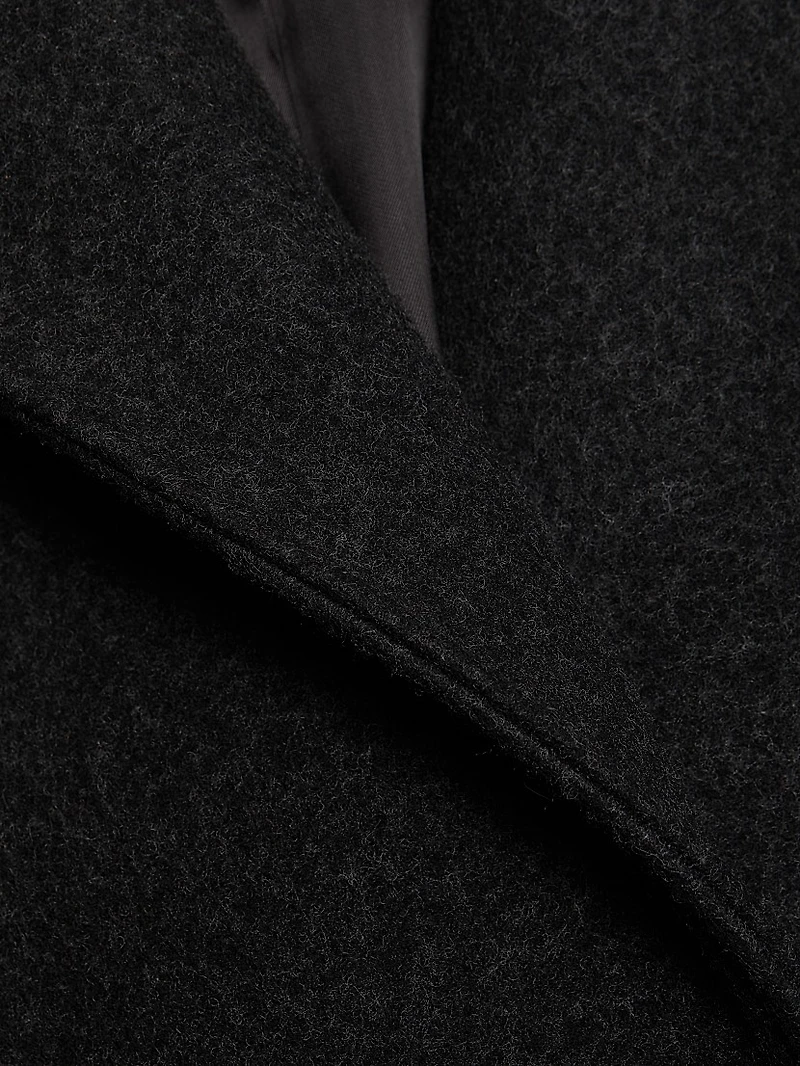 Collarless Wool-Blend Felt Coat