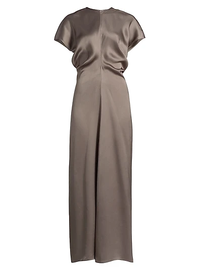 Slouch-Waist Satin Maxi Dress