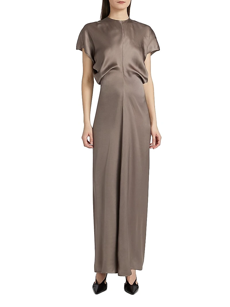 Slouch-Waist Satin Maxi Dress