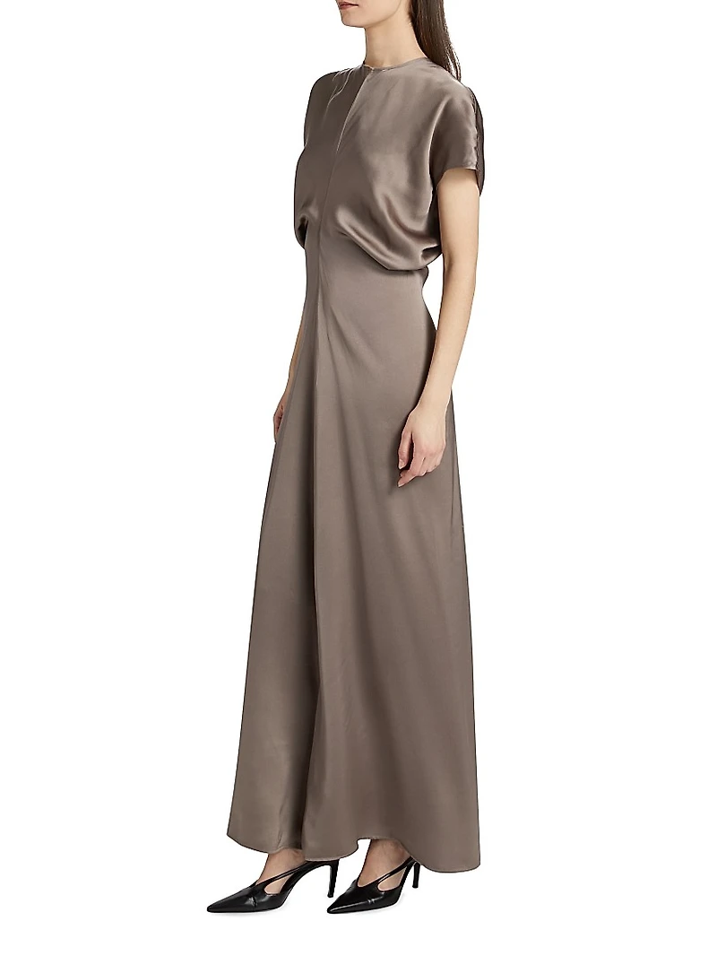 Slouch-Waist Satin Maxi Dress