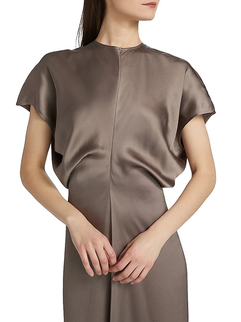 Slouch-Waist Satin Maxi Dress