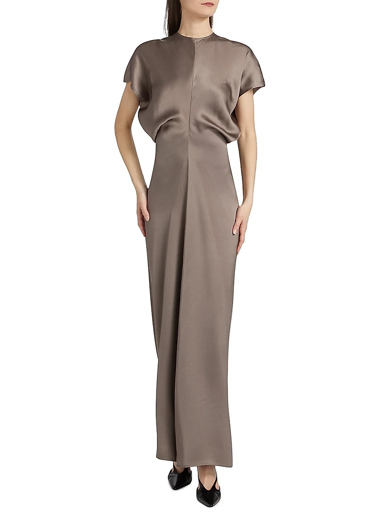 Slouch-Waist Satin Maxi Dress