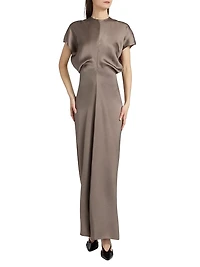 Slouch-Waist Satin Maxi Dress