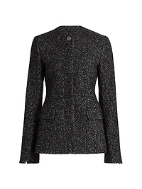 Collarless Wool-Blend Tweed Jacket