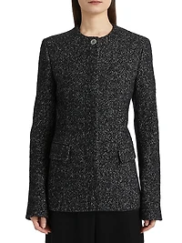 Collarless Wool-Blend Tweed Jacket