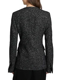 Collarless Wool-Blend Tweed Jacket