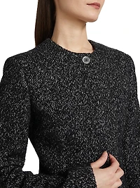 Collarless Wool-Blend Tweed Jacket