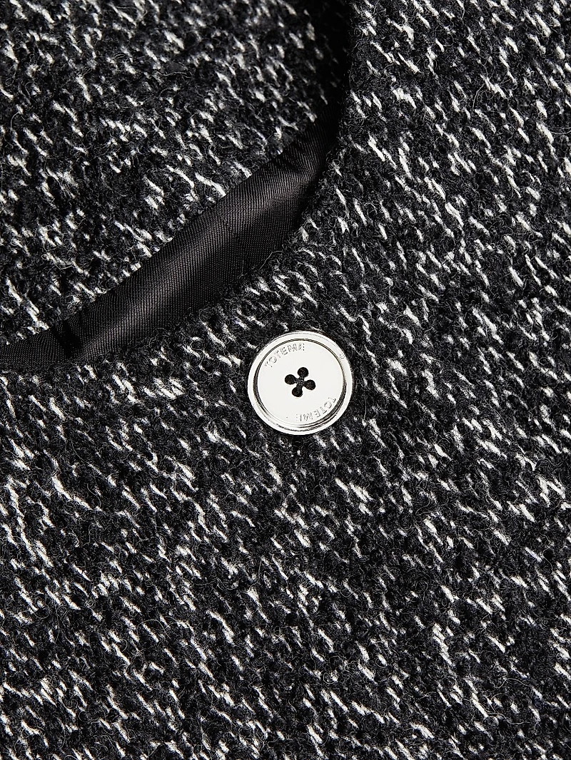 Collarless Wool-Blend Tweed Jacket