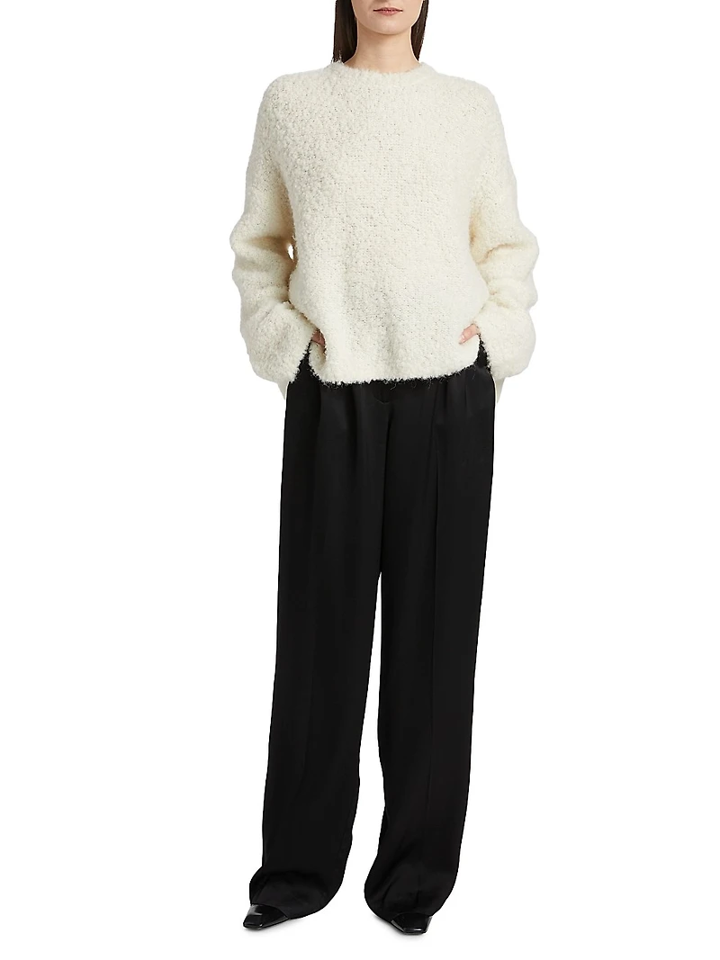 Boxy Alpaca-Blend Bouclé Sweater