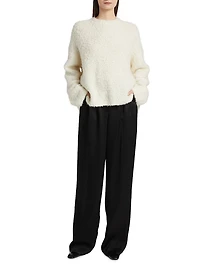 Boxy Alpaca-Blend Bouclé Sweater