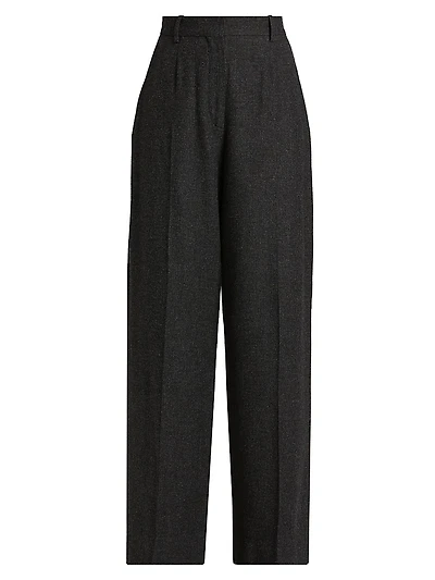 Wide-Leg Flannel Trousers