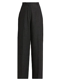 Wide-Leg Flannel Trousers