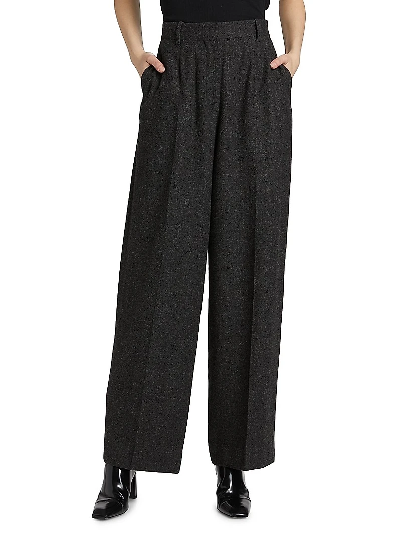 Wide-Leg Flannel Trousers