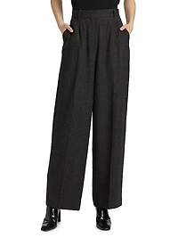 Wide-Leg Flannel Trousers