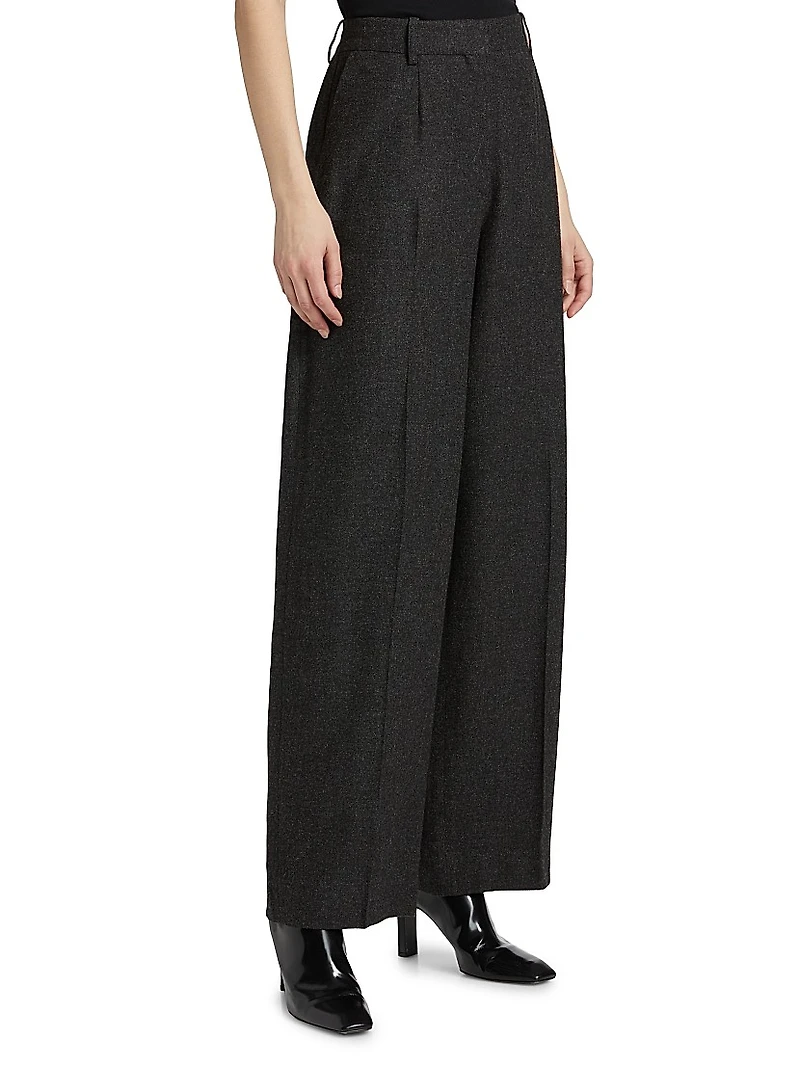 Wide-Leg Flannel Trousers