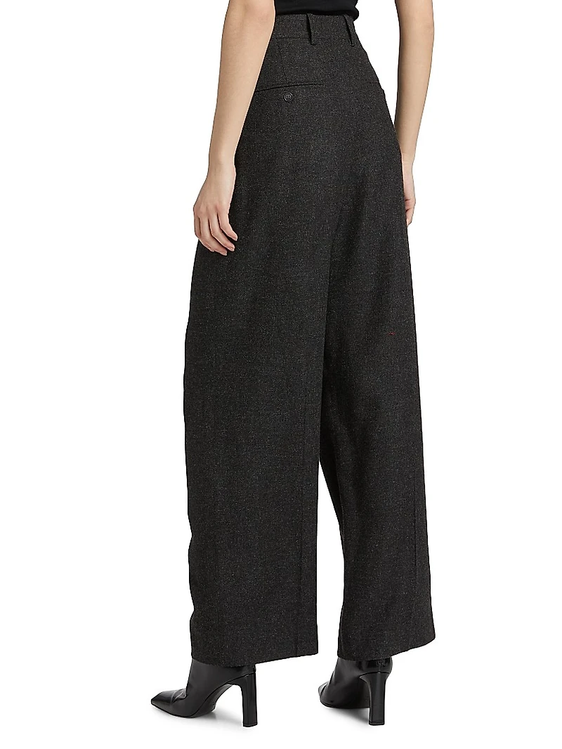 Wide-Leg Flannel Trousers