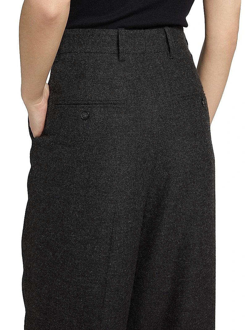 Wide-Leg Flannel Trousers