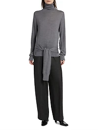 Wide-Leg Flannel Trousers