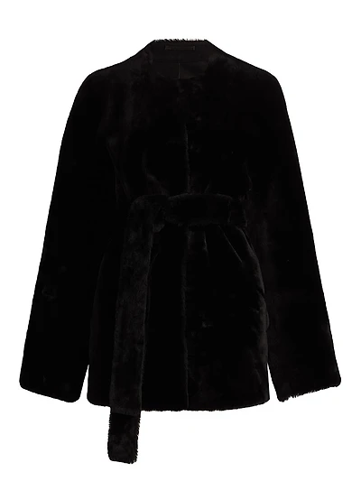 Plush Shearling Tie-Waist Jacket