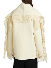 Fringed Scarf Wool-Blend Jacket