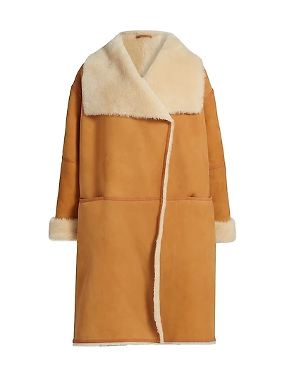 Draped Shearling Coat