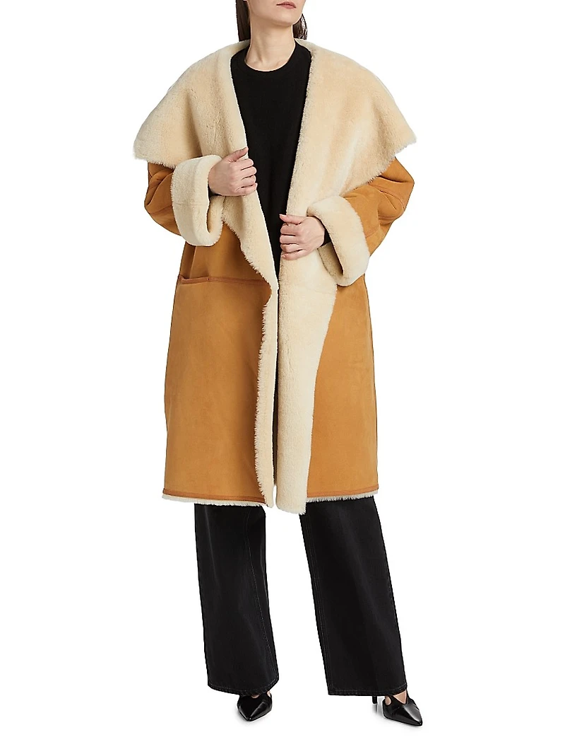 Draped Shearling Coat