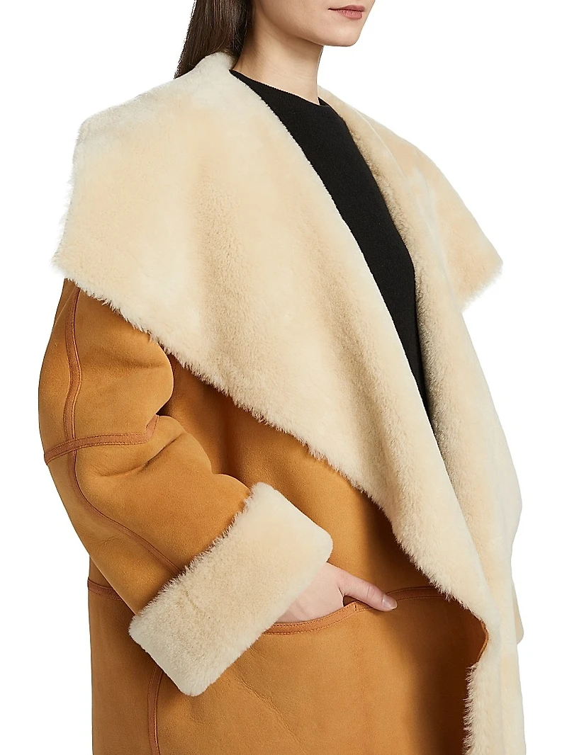 Draped Shearling Coat