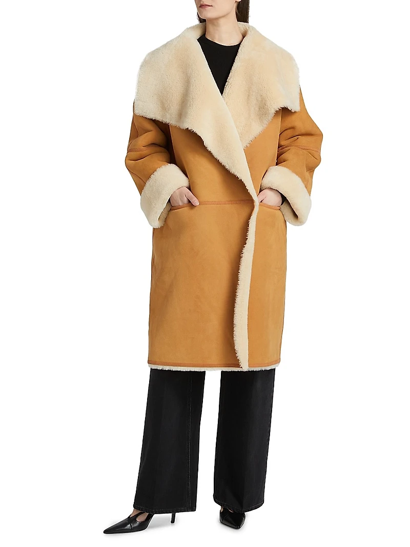 Draped Shearling Coat