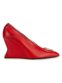 95MM Leather Zip Wedge Pumps