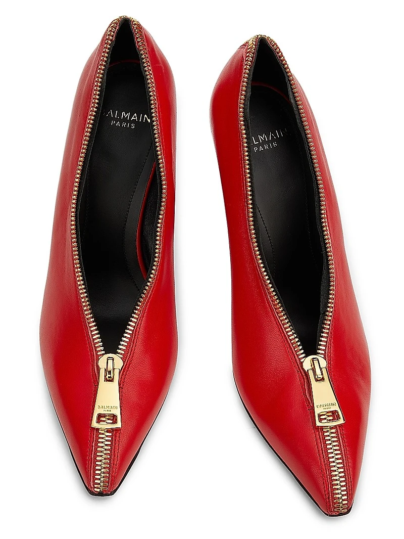 95MM Leather Zip Wedge Pumps