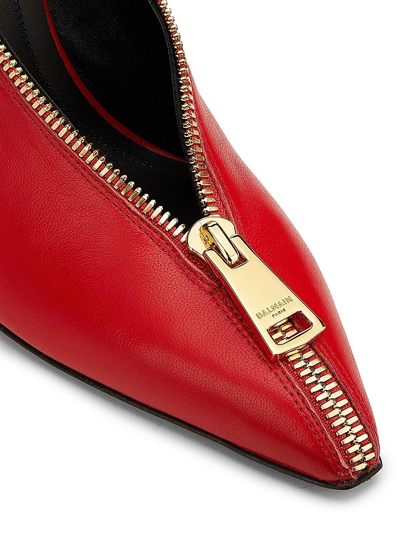 95MM Leather Zip Wedge Pumps