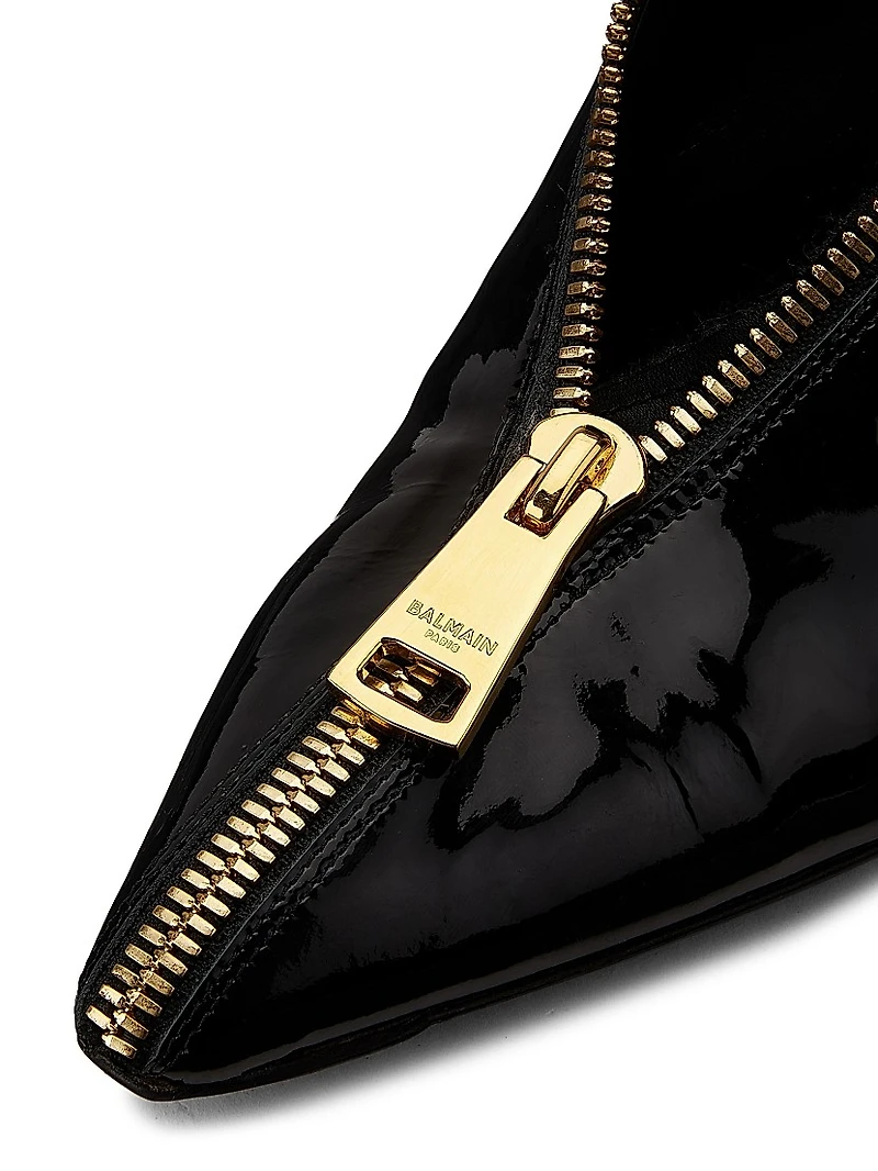 95MM Patent Leather Zip Wedge Pumps