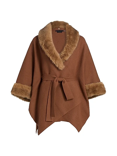 Joanne Faux-Fur-Trim Sweater Coat