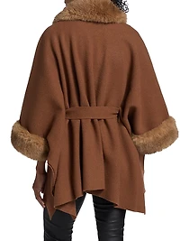 Joanne Faux-Fur-Trim Sweater Coat