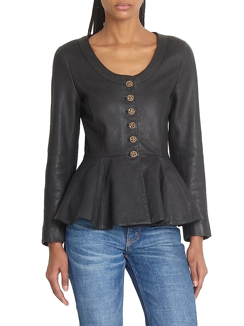 Leather Peplum Jacket