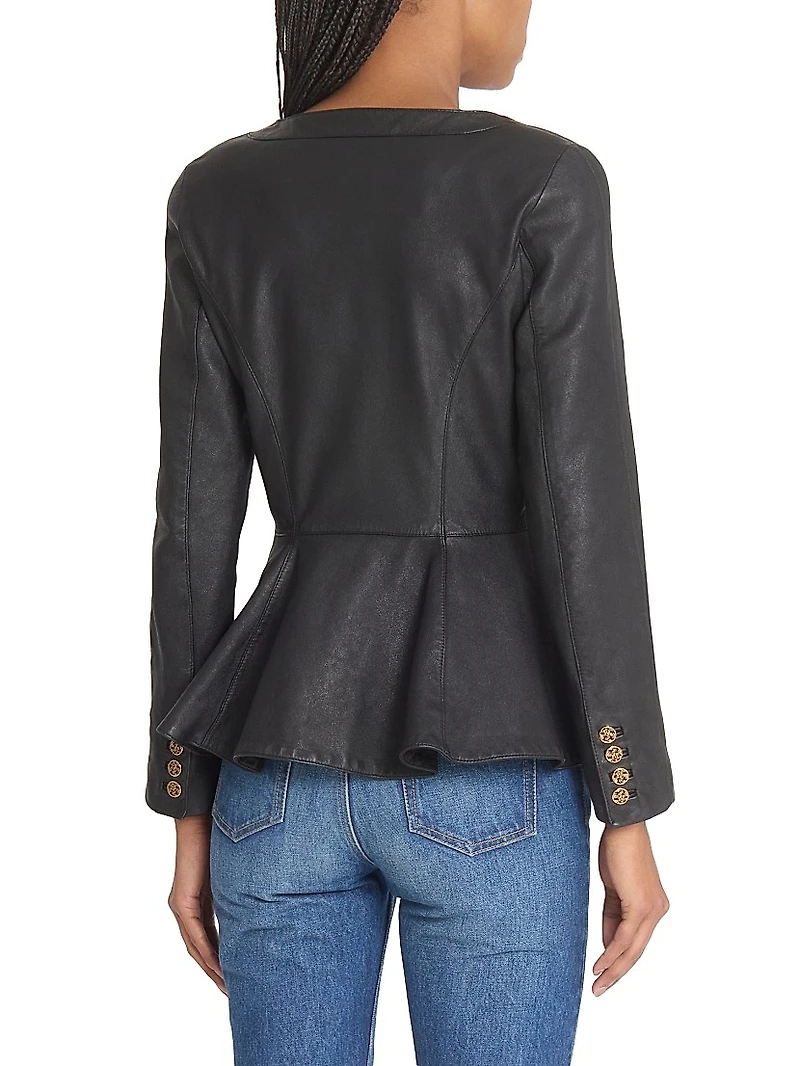 Leather Peplum Jacket