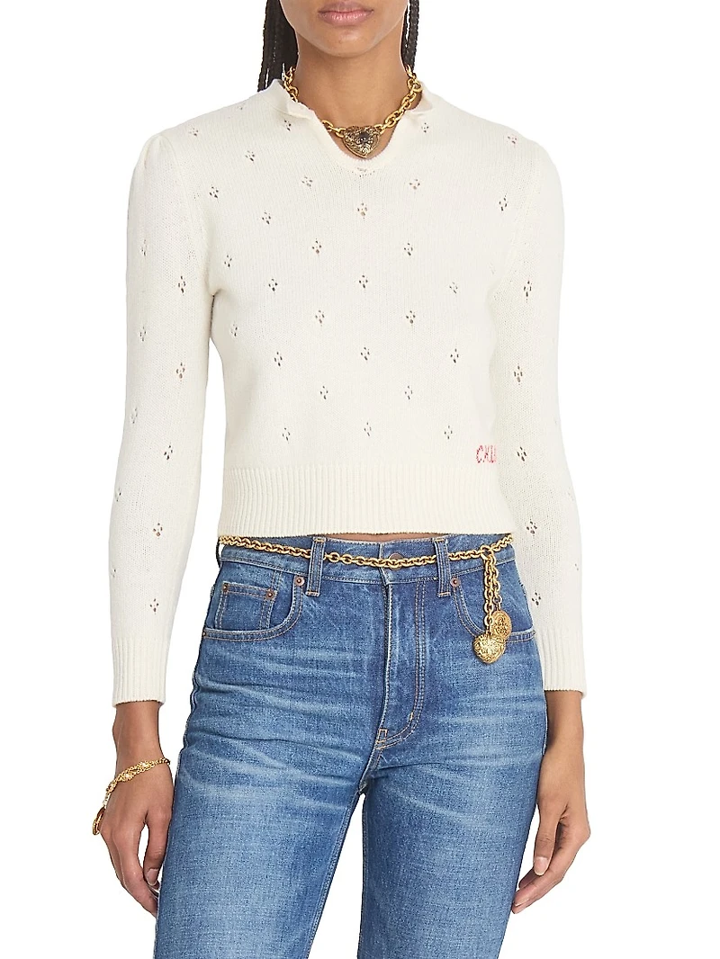 Pointelle Wool-Cashmere Sweater