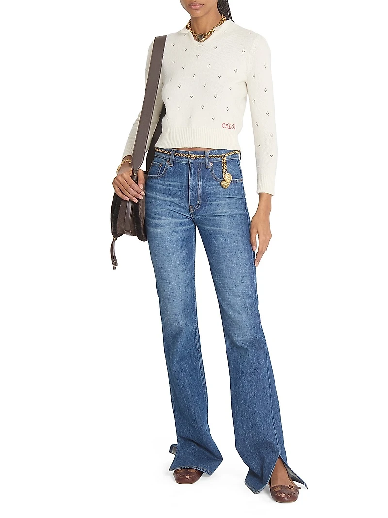 Pointelle Wool-Cashmere Sweater