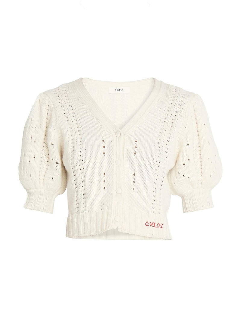 Wool-Cashmere Elbow-Sleeve Cardigan