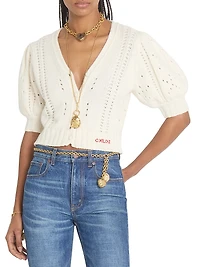 Wool-Cashmere Elbow-Sleeve Cardigan