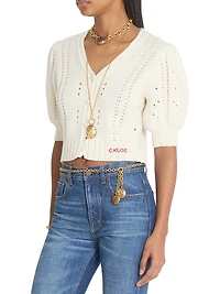 Wool-Cashmere Elbow-Sleeve Cardigan