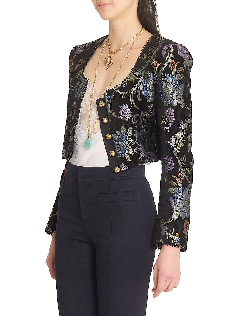 Floral Brocade Crop Jacket